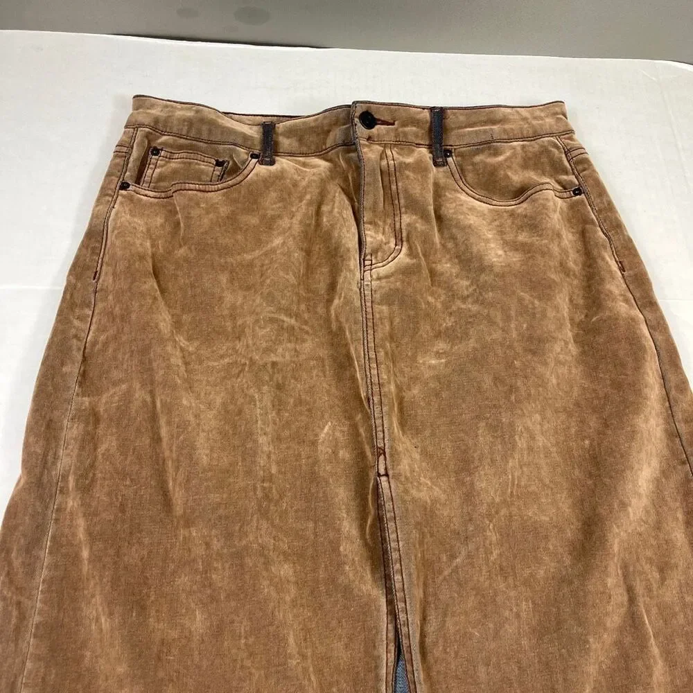 BDG Urban Outfitters Faux Suede Maxi Skirt 70s Brown Boho Casual Retroc Chic L - Picture 3 of 12